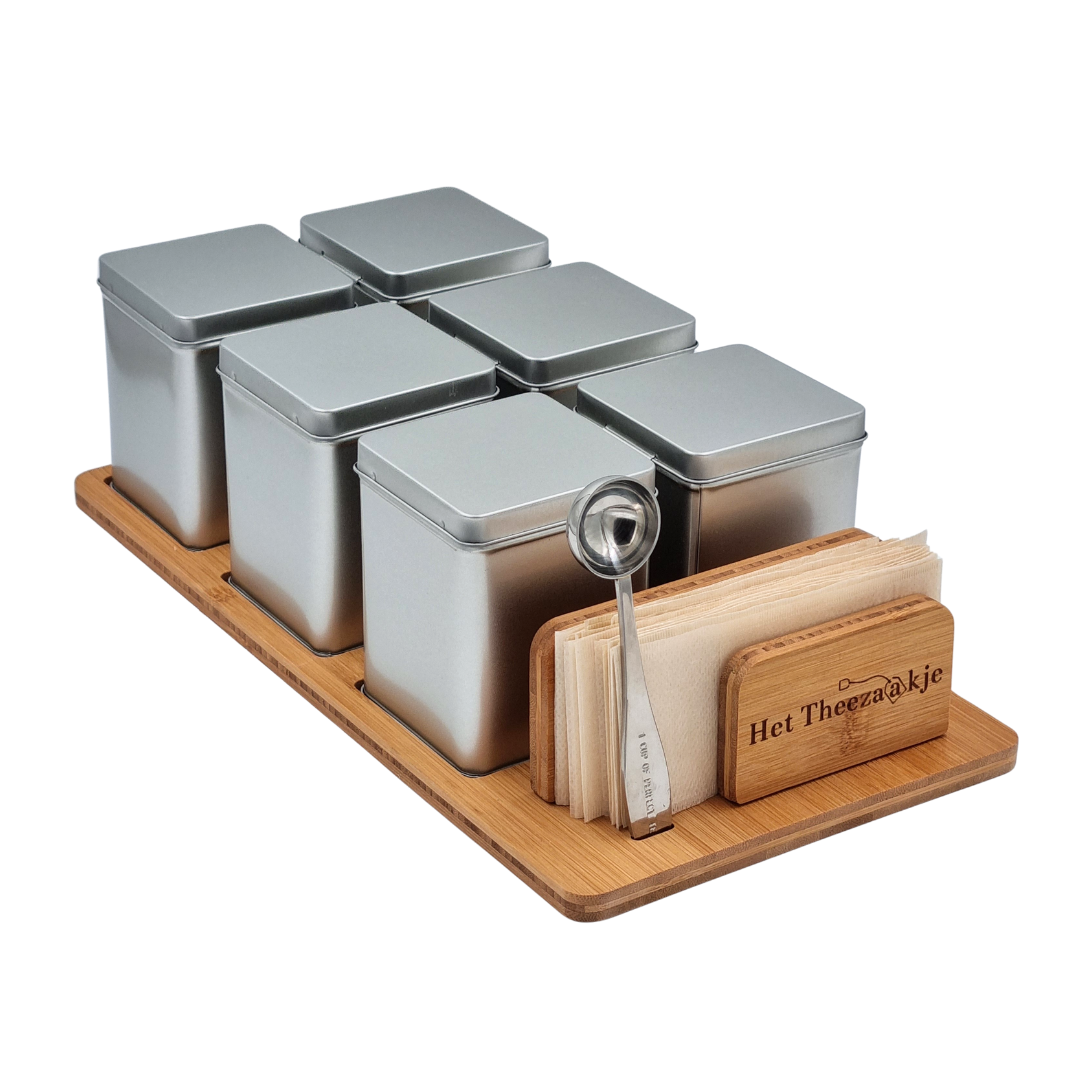 Theeplank Bamboe met Blikken